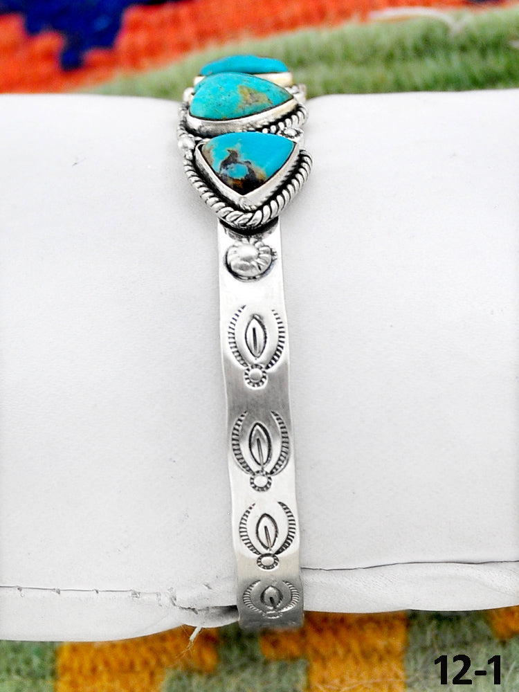 Southwest Handmade No. 8 Turquoise  & Sterling Silver Cuff Bracelet