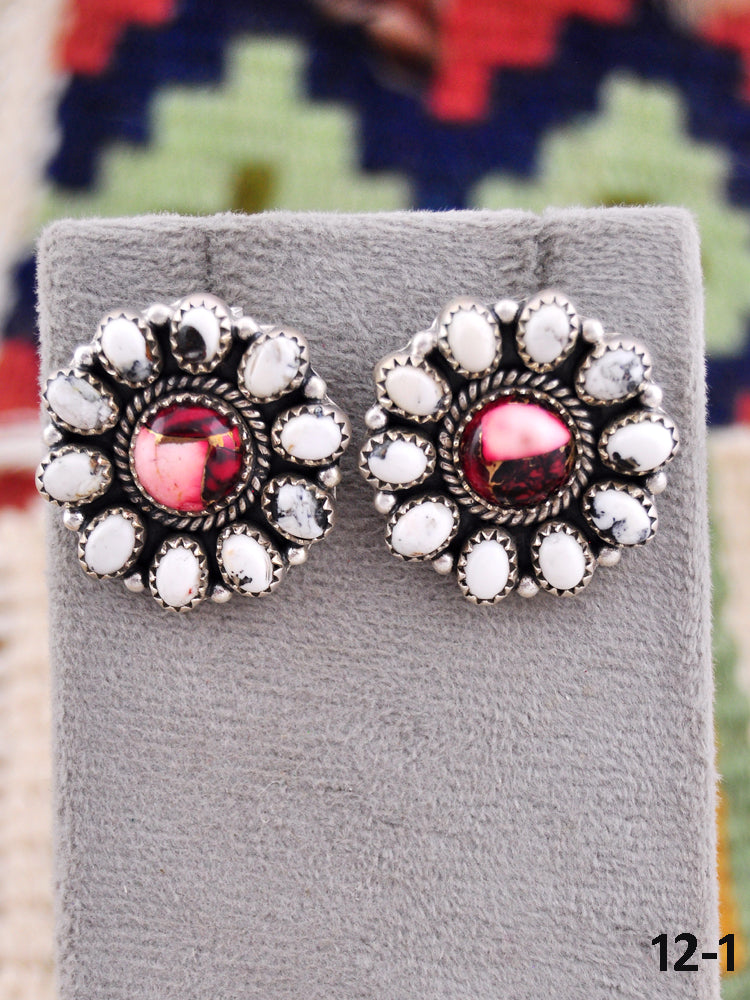 Southwest Made Multi Stone & Sterling Silver Post Earrings