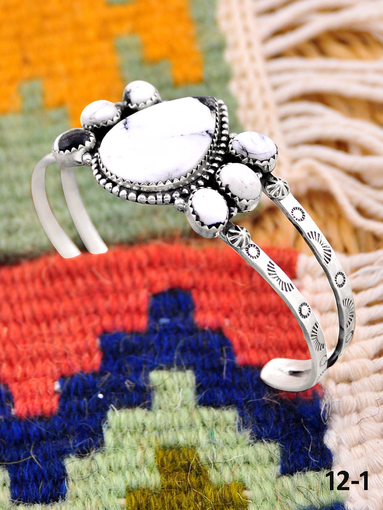 Southwest Handmade White Buffalo & Sterling Silver Cuff Bracelet