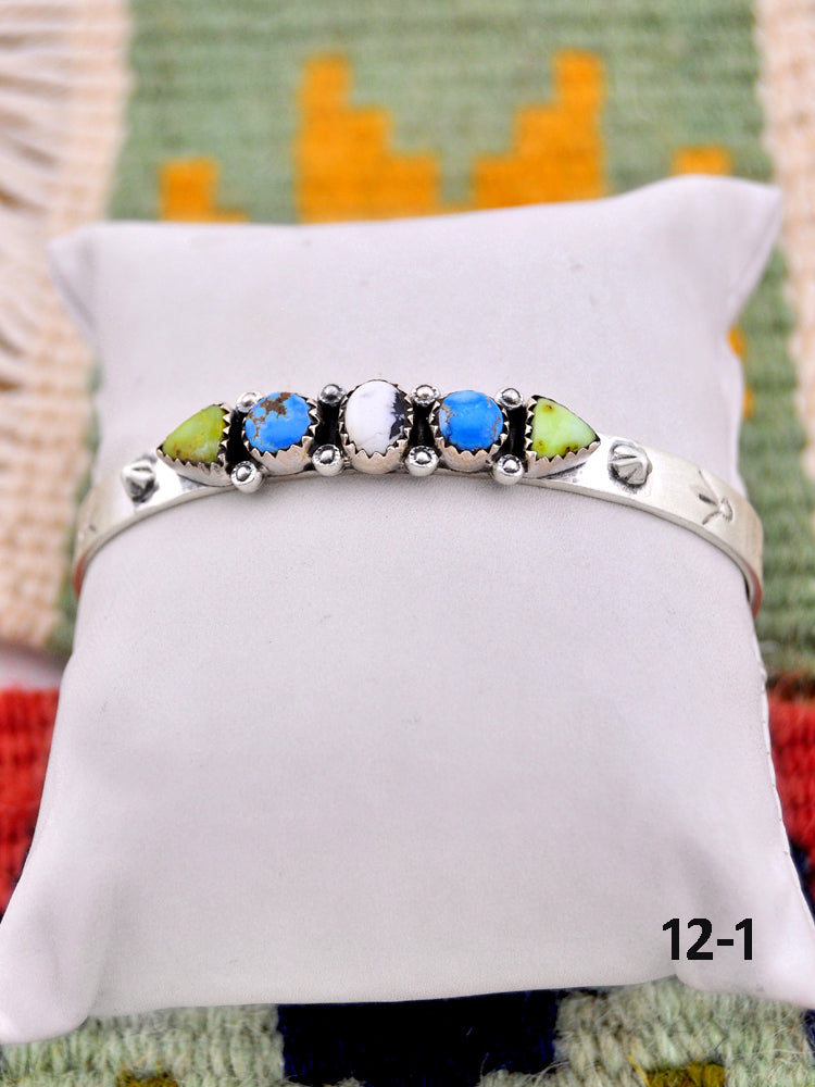 Southwest Handmade Multistone & Sterling Silver Cuff Bracelet