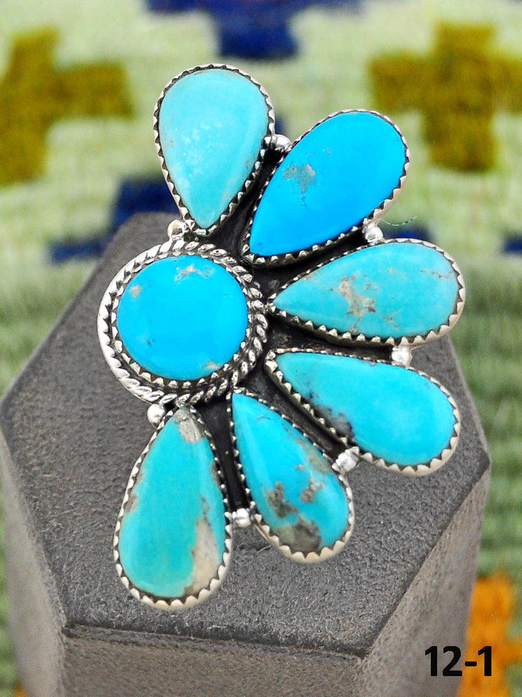 Southwest Made Campitos Turquoise & Sterling Silver Adjustable Ring