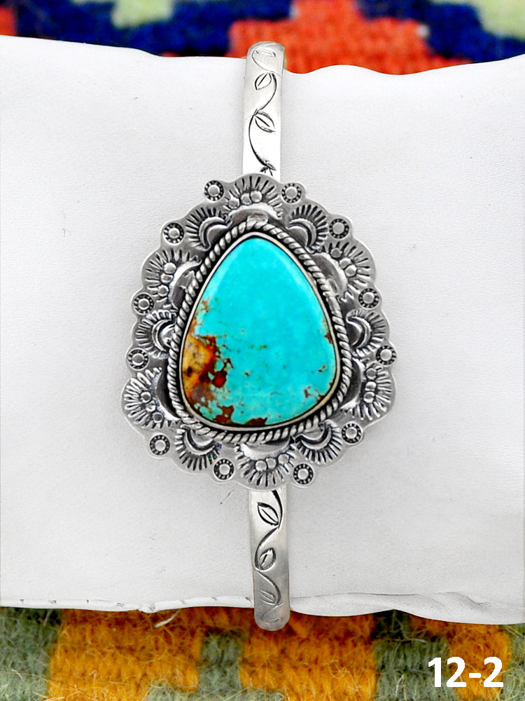 Southwest Handmade No. 8 Turquoise  & Sterling Silver Cuff Bracelet