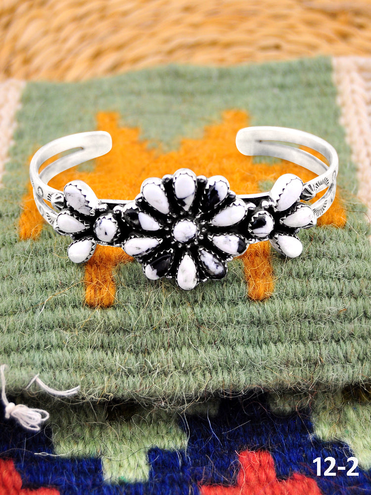 Southwest Handmade White Buffalo & Sterling Silver Cuff Bracelet
