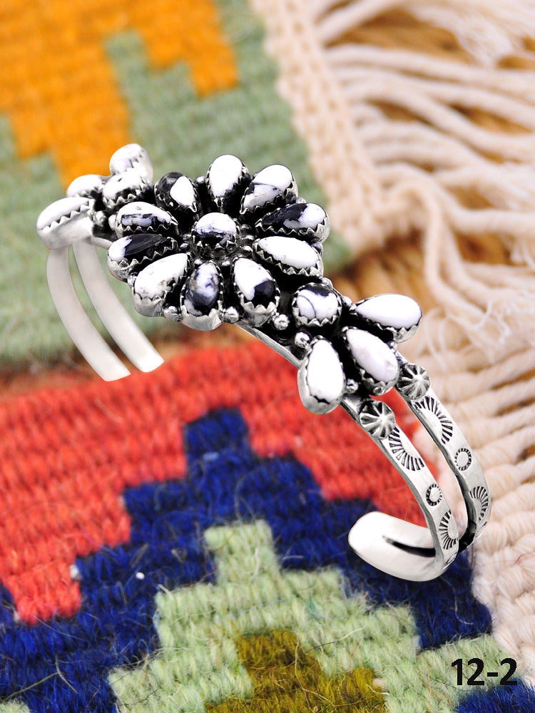 Southwest Handmade White Buffalo & Sterling Silver Cuff Bracelet