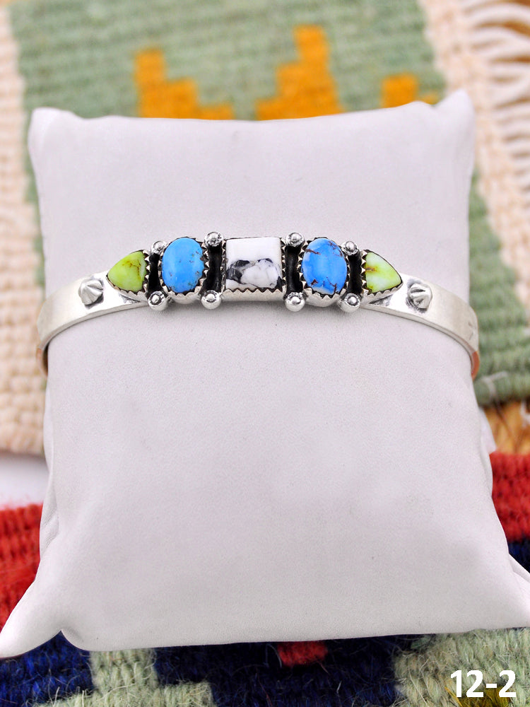 Southwest Handmade Multistone & Sterling Silver Cuff Bracelet