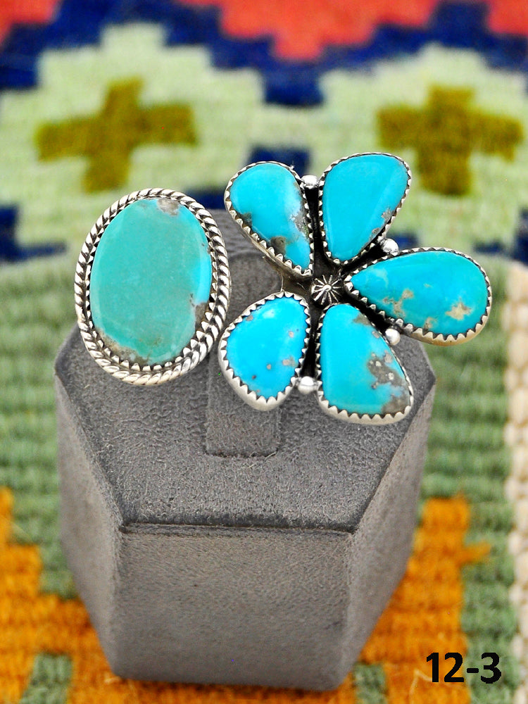 Southwest Made Campitos Turquoise & Sterling Silver Adjustable Ring