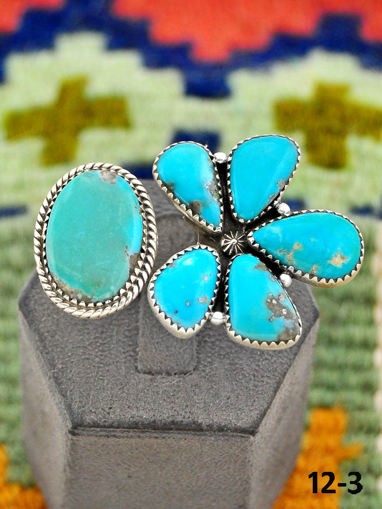 Southwest Made Campitos Turquoise & Sterling Silver Adjustable Ring