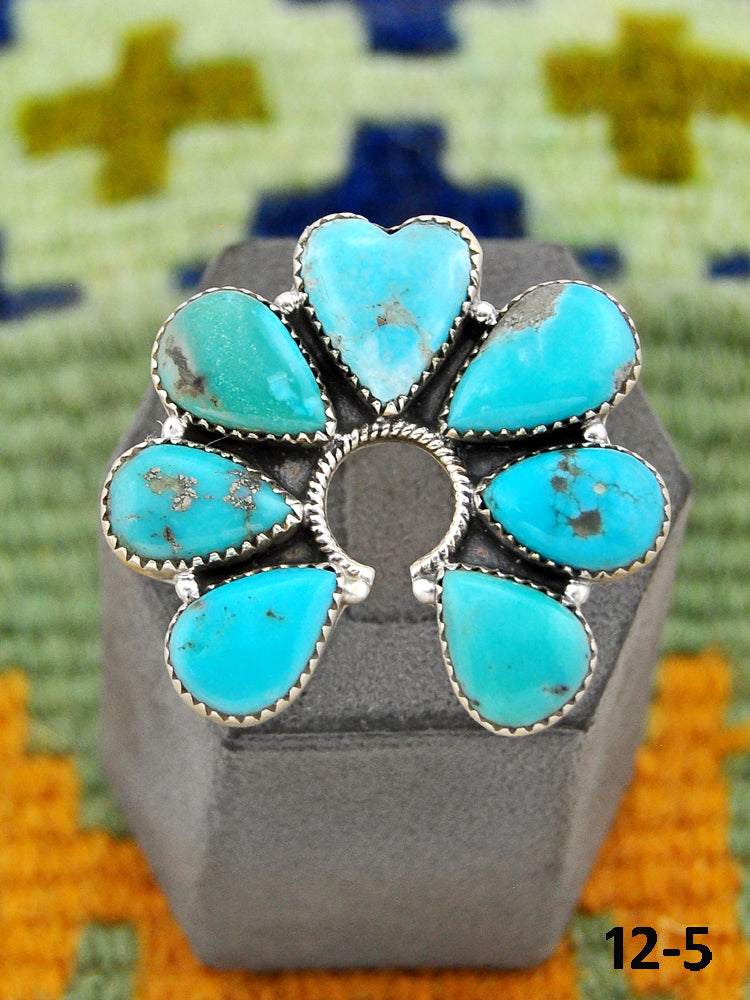 Southwest Made Campitos Turquoise & Sterling Silver Adjustable Ring