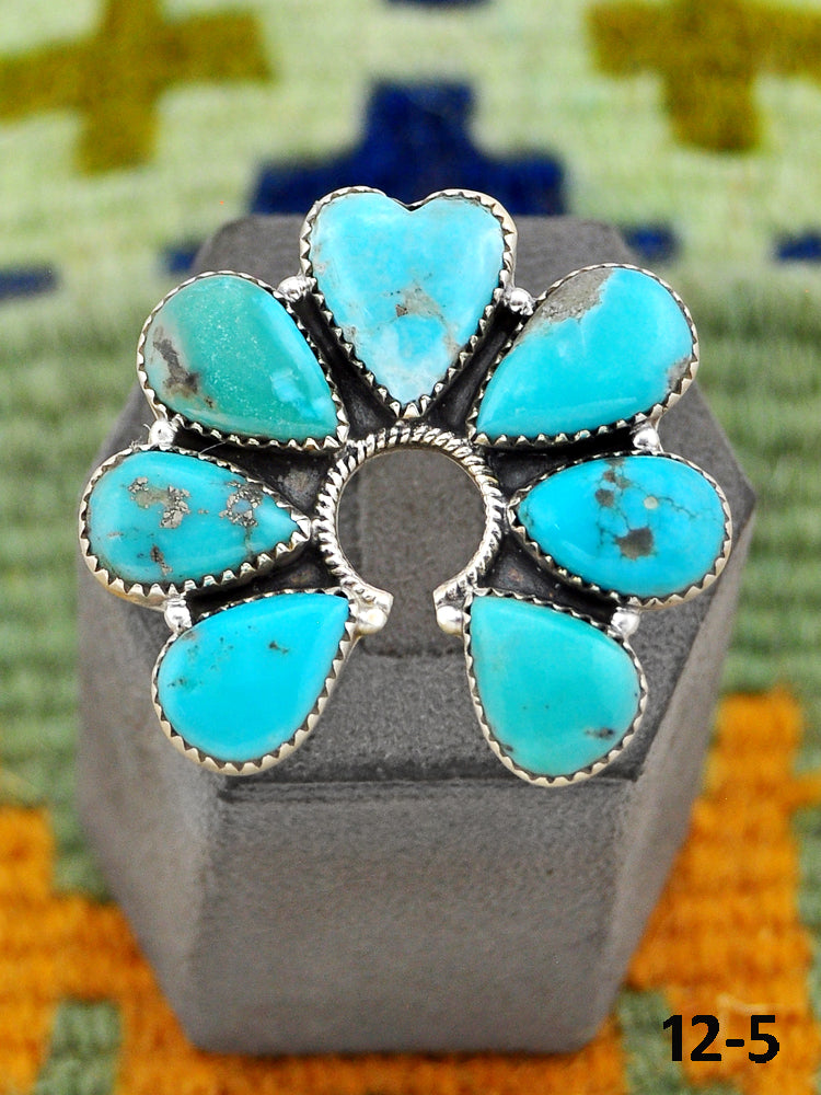 Southwest Made Campitos Turquoise & Sterling Silver Adjustable Ring