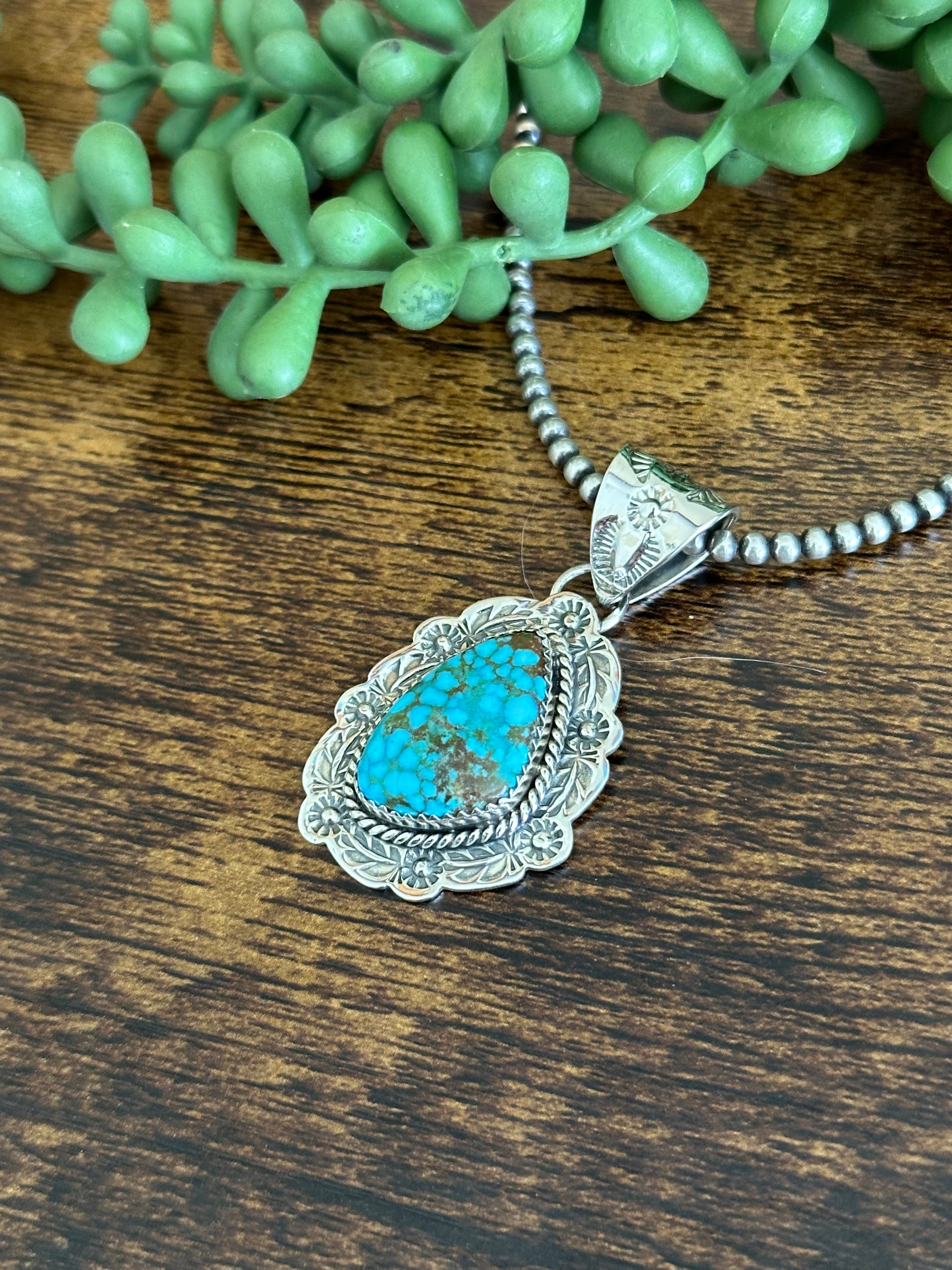 Southwest Handmade Kingman Turquoise & Sterling Silver Pendant