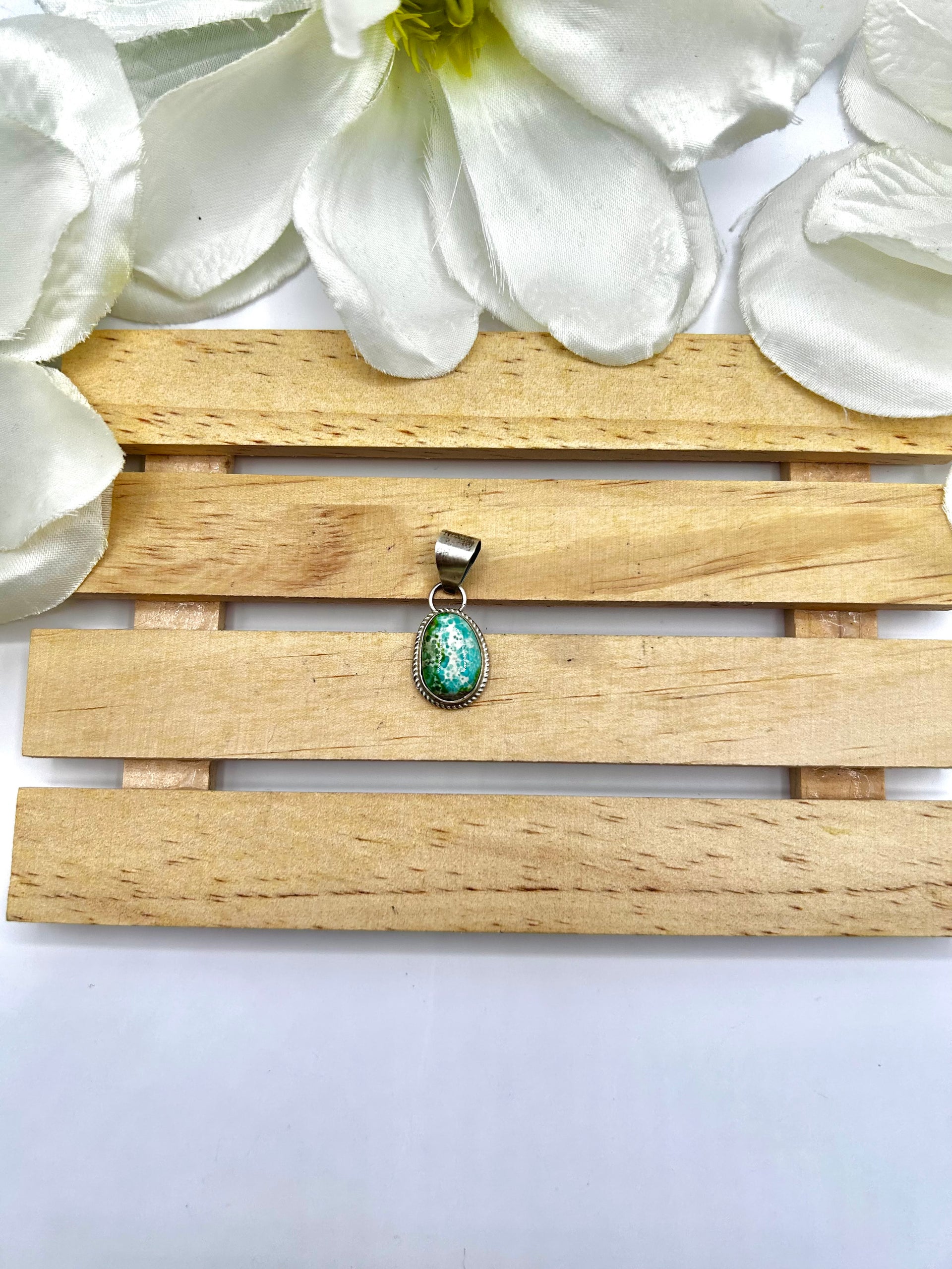 Navajo Made Sonoran Gold Turquoise & Sterling Silver Pendant