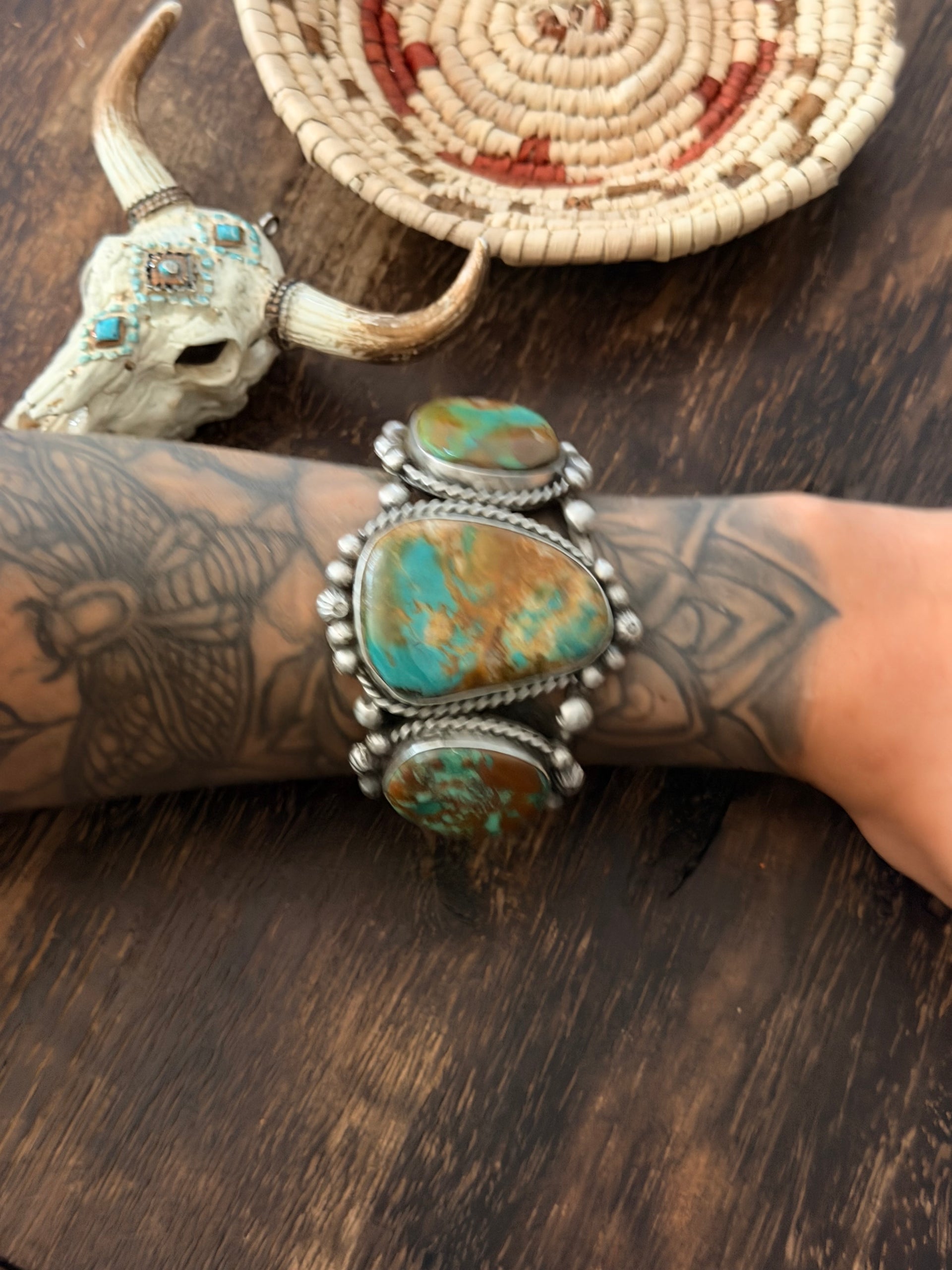 Augustine Largo Natural Royston Turquoise & Sterling Silver Cuff Bracelet