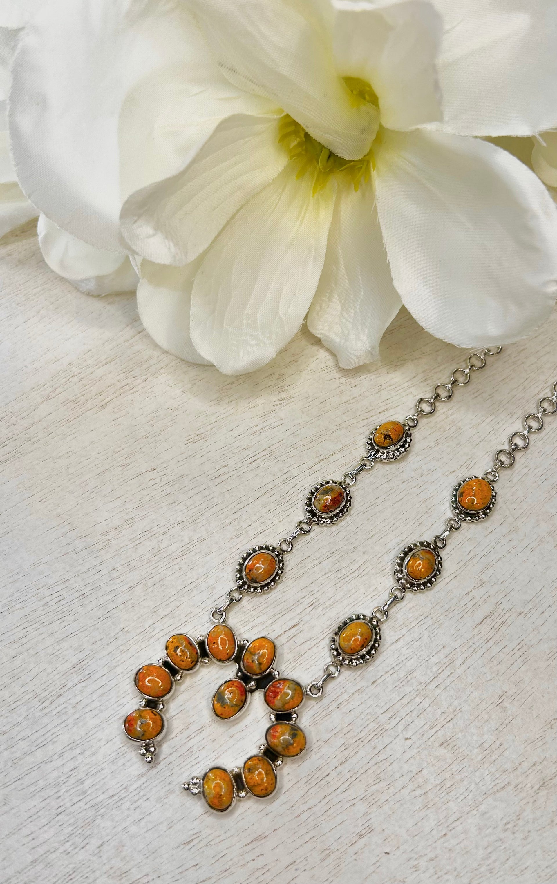 Southwest Made Bb Agate & Sterling Silver Cluster Necklace