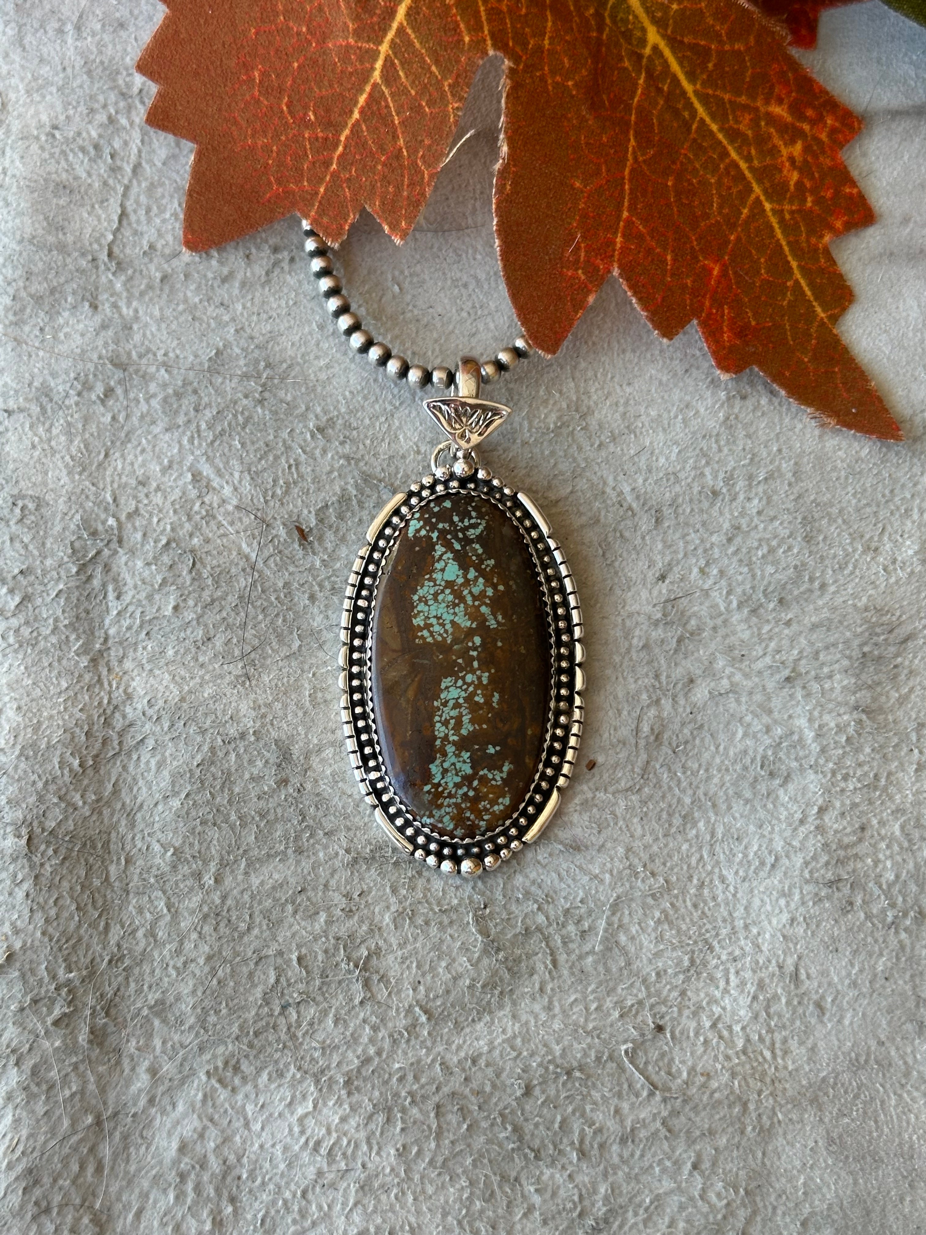 Southwest Handmade #8 Turquoise & Sterling Silver Pendant