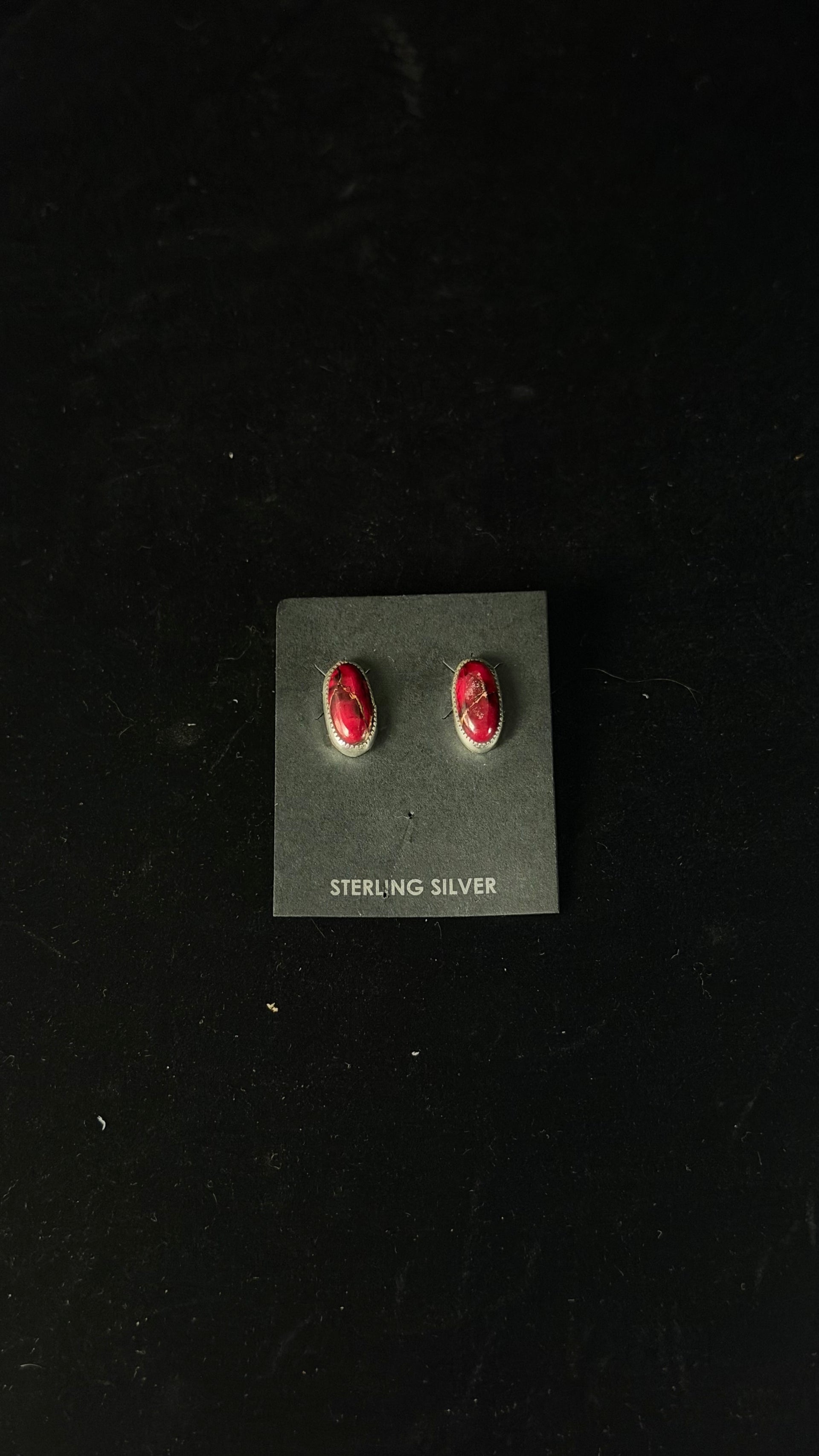 Navajo Made Dahlia Rose & Sterling Silver Post Earrings
