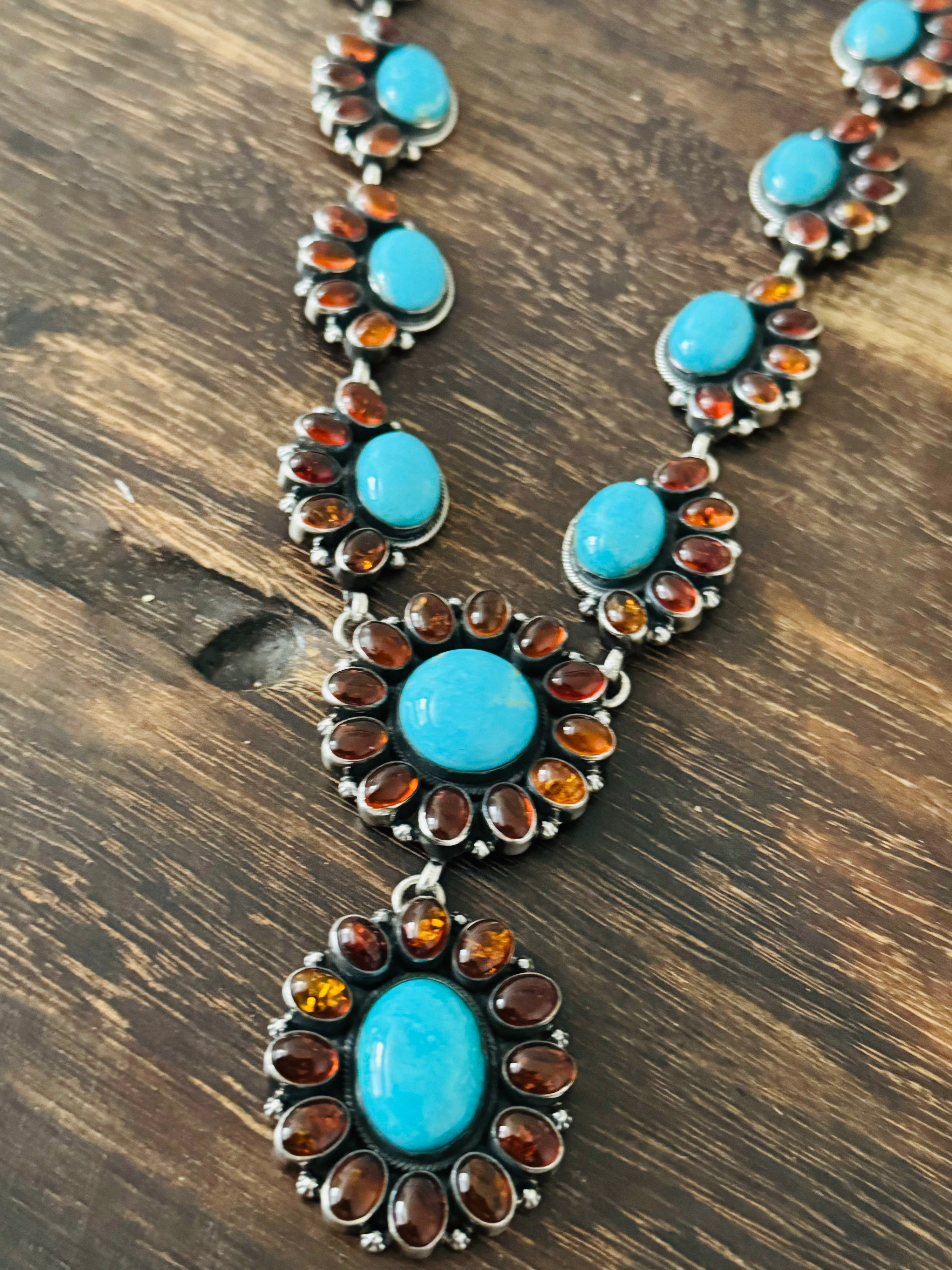 Navajo Made Multi Stone & Sterling Silver Necklace