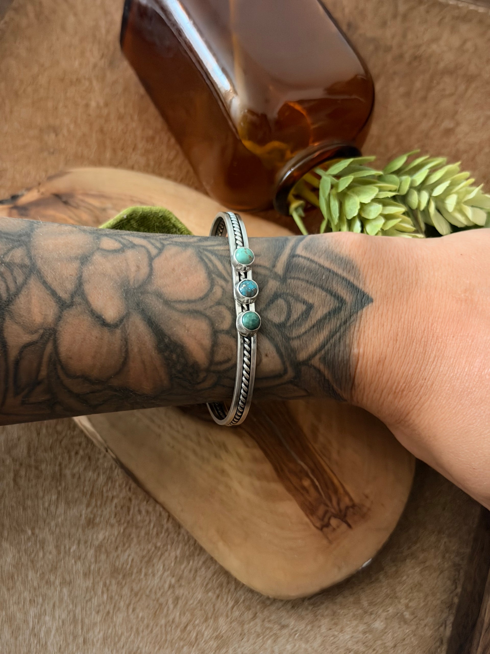 Junior Begay Kingman Turquoise & Sterling Silver Cuff Bracelet