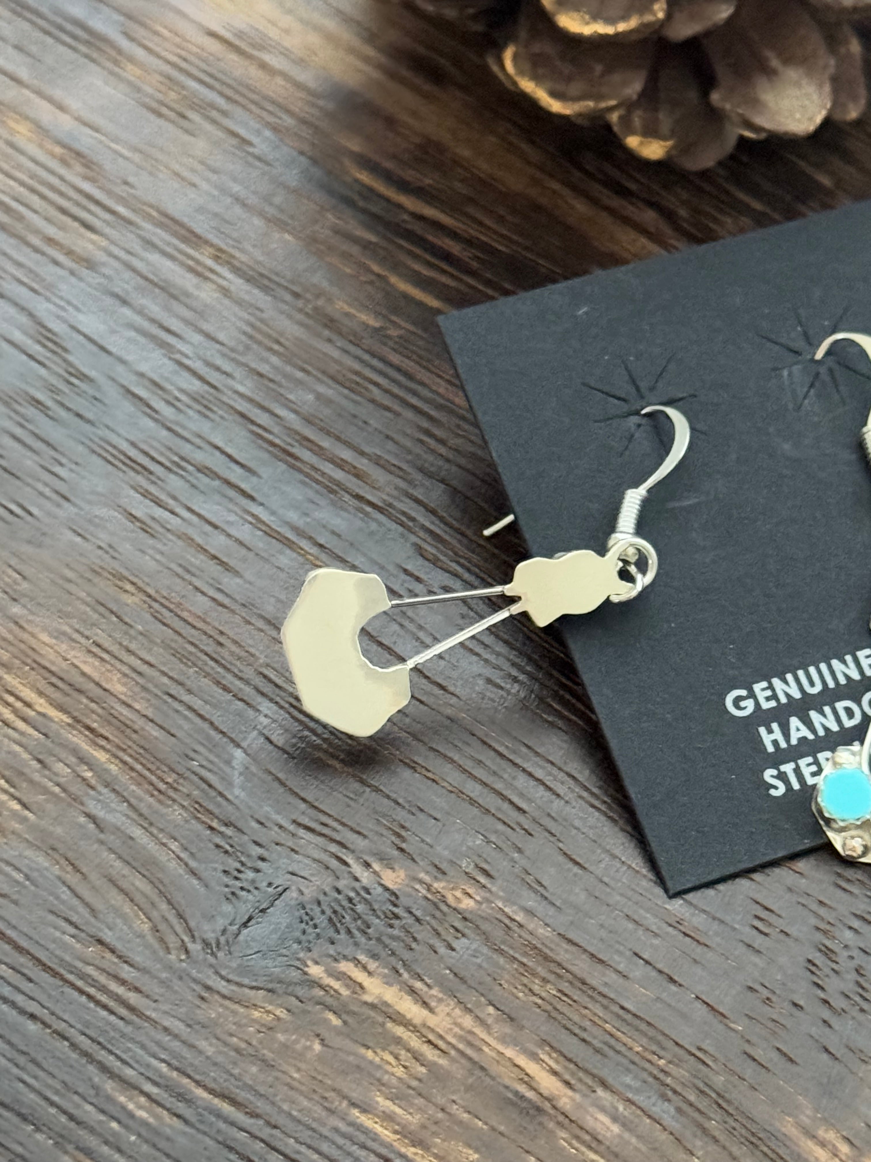 Zuni Made Turquoise & Sterling Silver Dangle Earrings