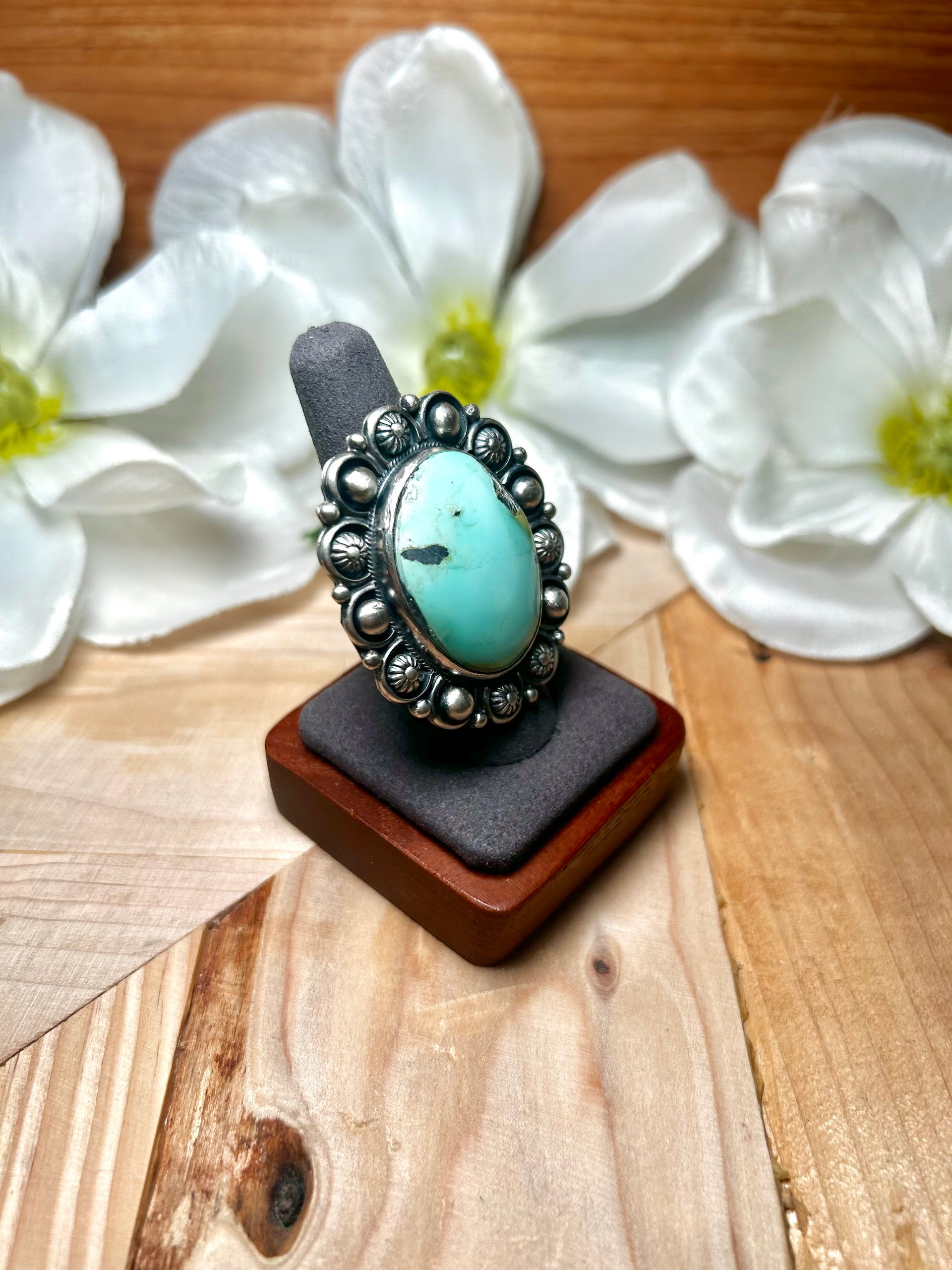 Jackson Hoskie Carico Lake Turquoise & Sterling Silver Ring Size 7.75