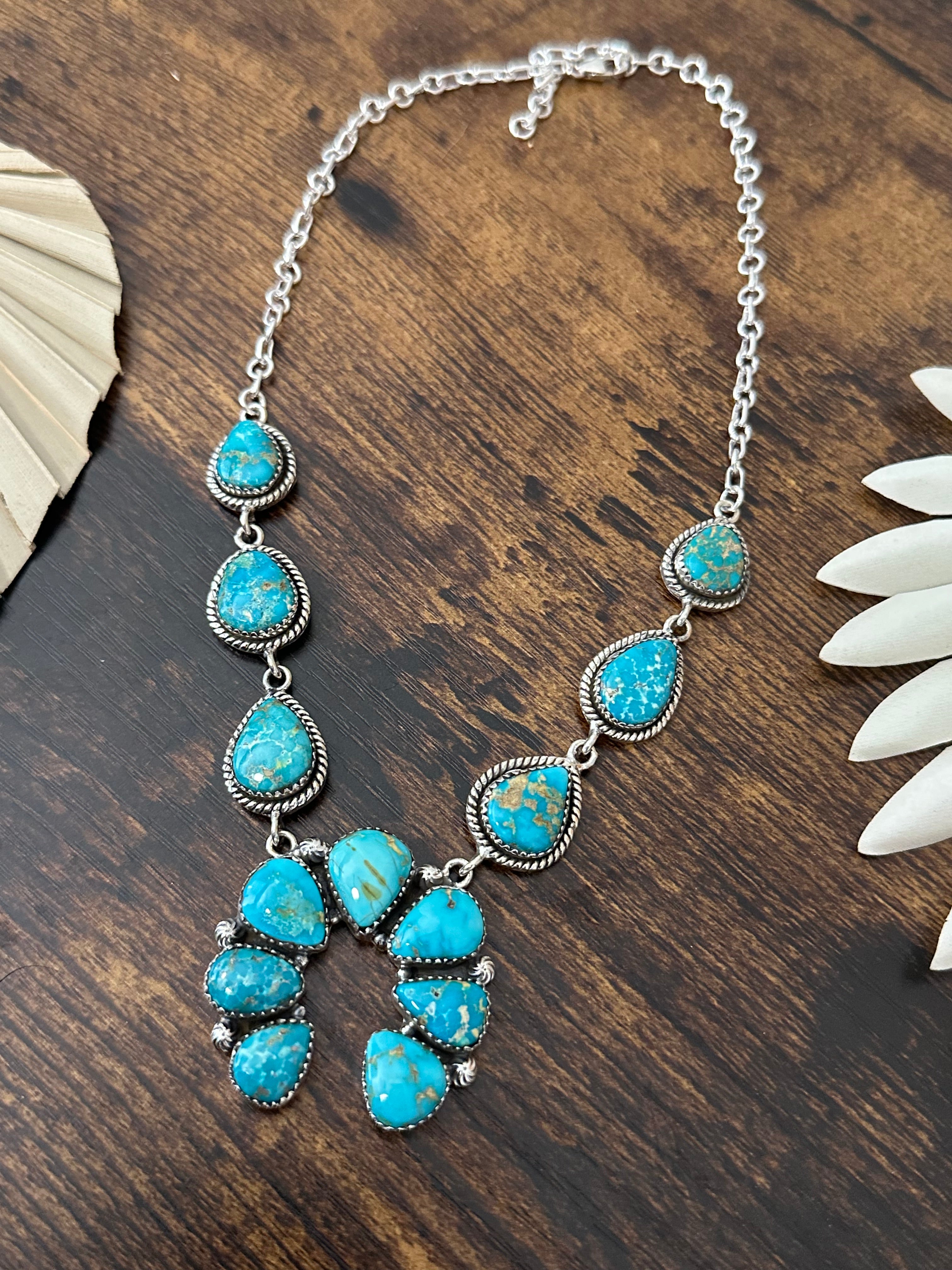 TTD “Katie” Sonoran Mountain Turquoise & Sterling Silver Cluster Naja Necklace