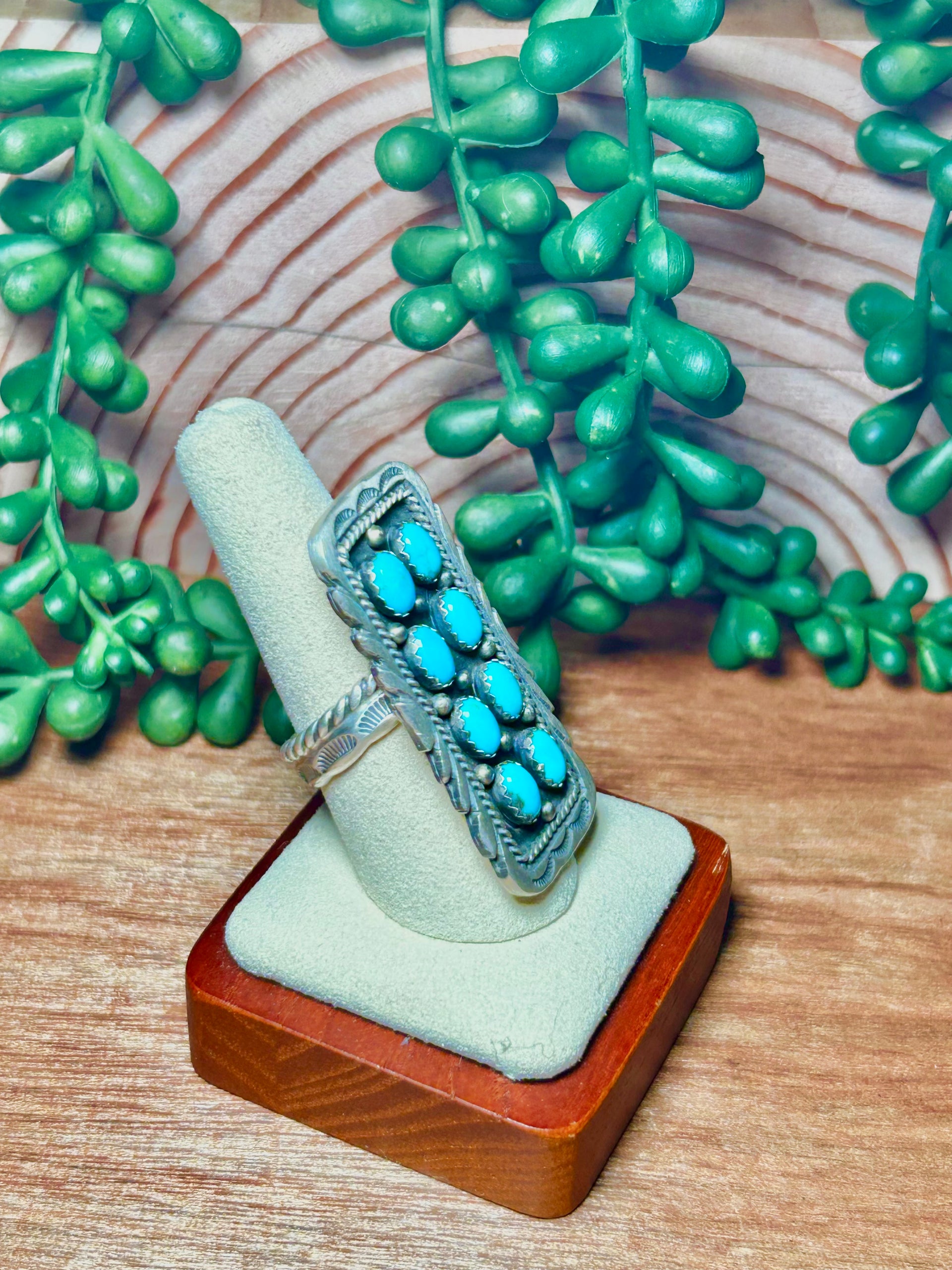 Patrick Vazzie Made Kingman Turquoise & Sterling Silver Adjustable Ring