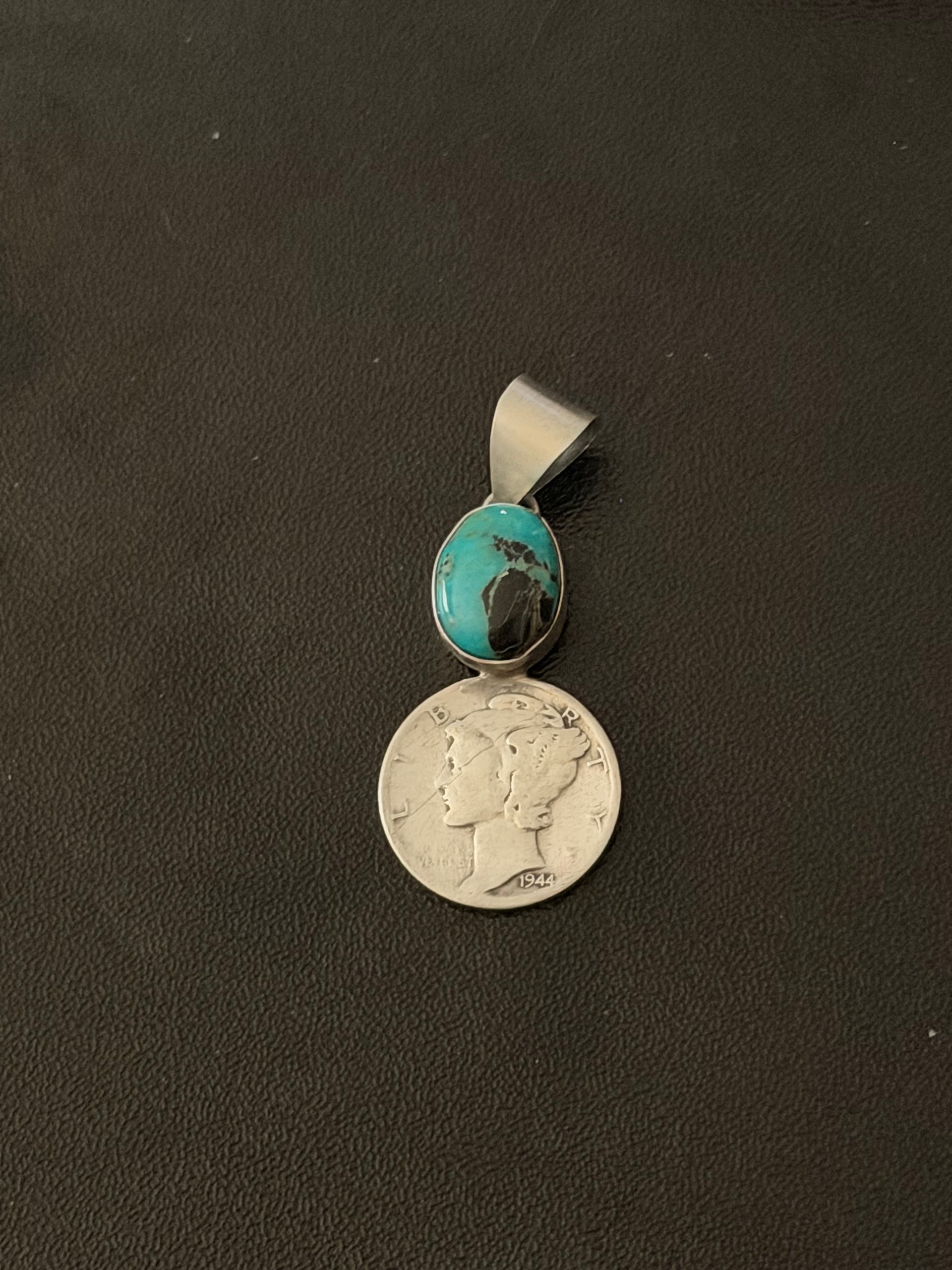 Navajo Made Sterling Silver Liberty Dime Pendant
