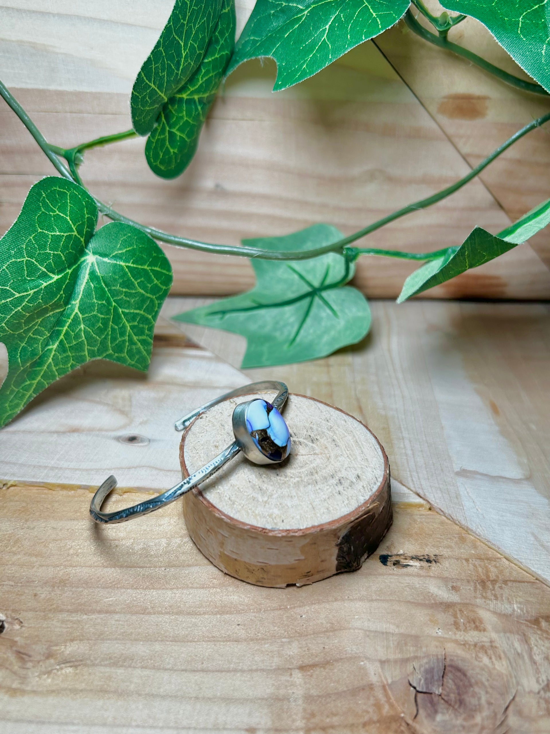 Navajo Made Purple Mohave Turquoise & Sterling Silver Cuff Bracelet