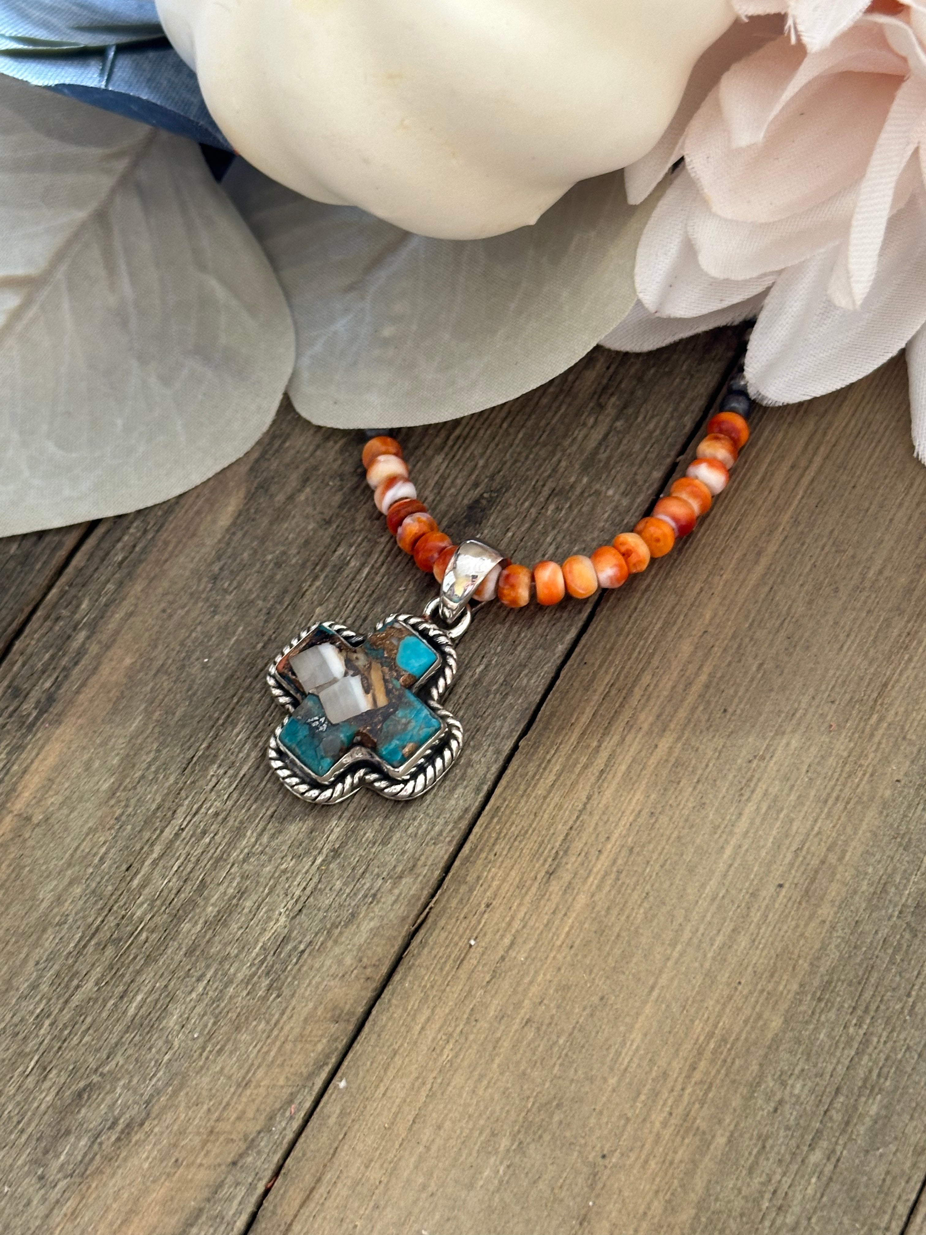 Southwest Handmade Mohave Turquoise & Sterling Silver Pendant