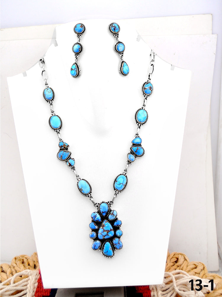 Southwest Made Golden Hills Turquoise Necklace and Earring set