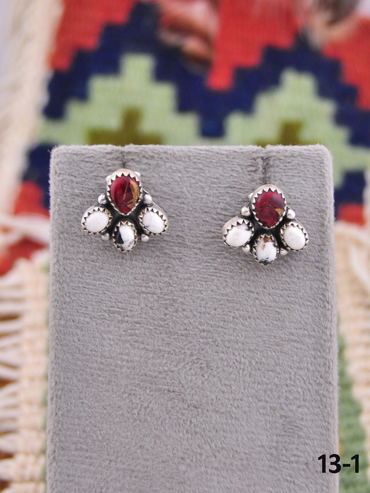 Southwest Made Multi Stone & Sterling Silver Post Earrings