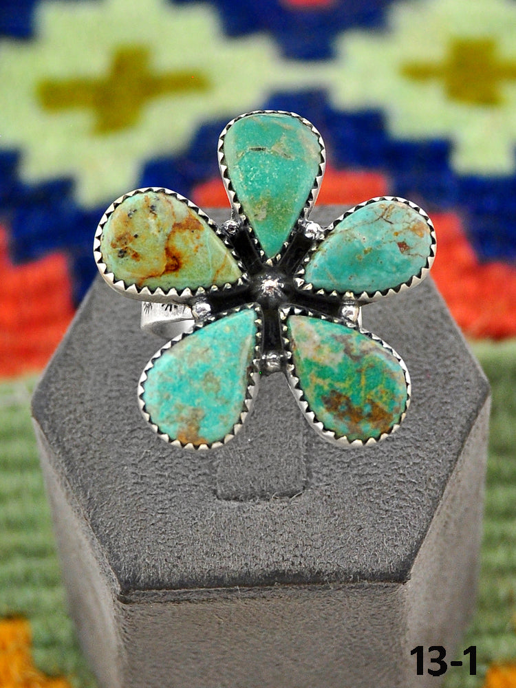 Southwest Handmade Cripple Creek Turquoise & Sterling Silver Adjustable Ring