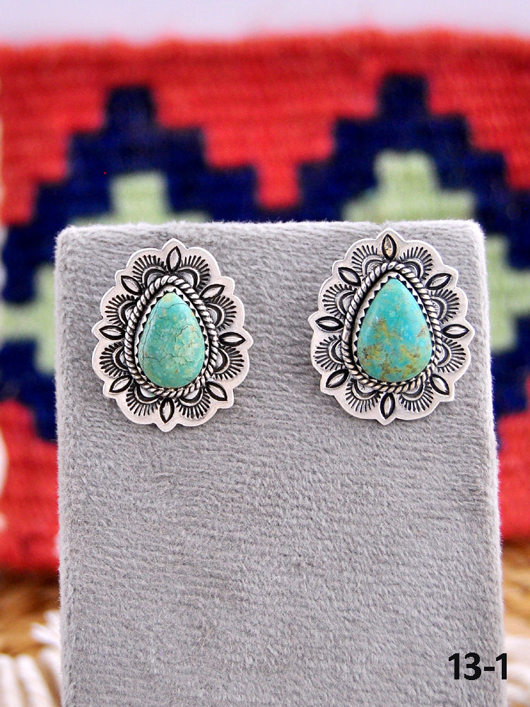 Southwest Made Royston Turquoise & Sterling Silver Post Earrings