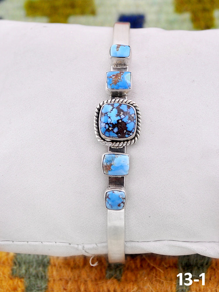 Southwest Handmade Golden Hills Turquoise & Sterling Silver Cuff Bracelet