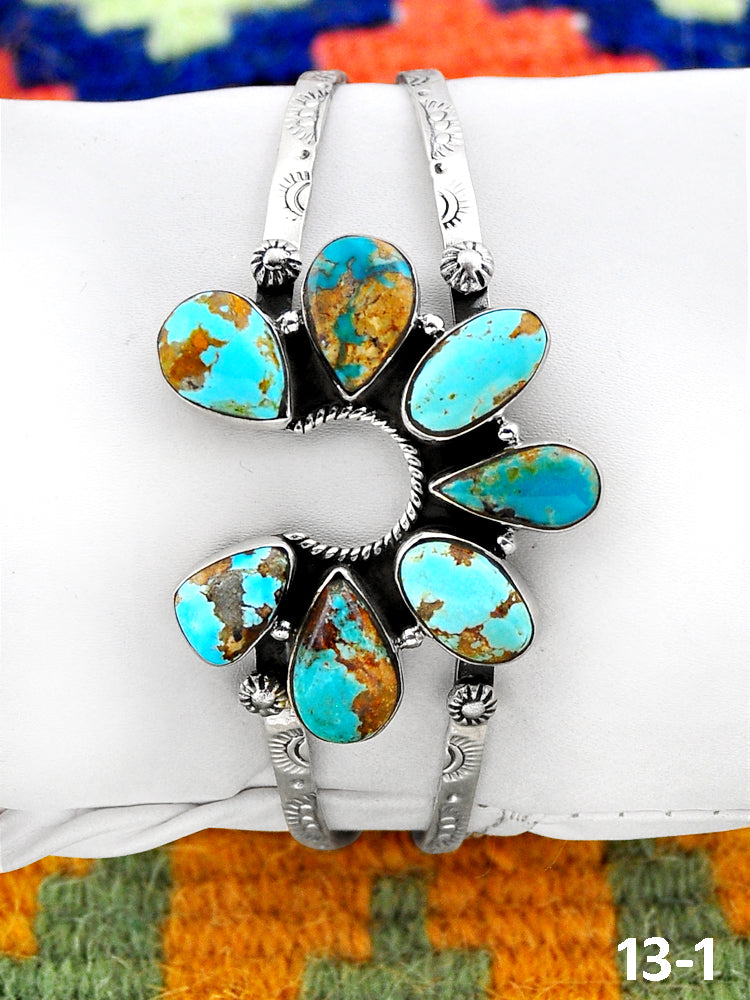 Southwest Handmade No. 8 Turquoise  & Sterling Silver Cuff Bracelet