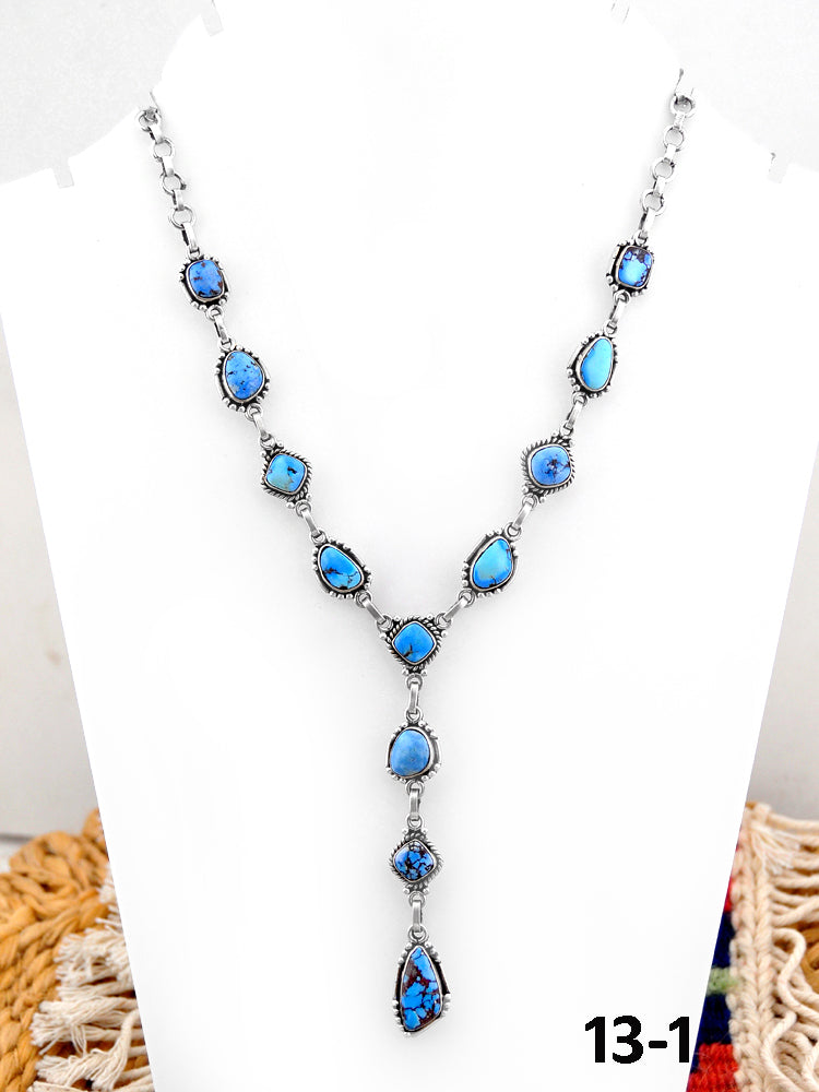 Southwest Handmade Golden Hill’s Turquoise & Sterling Silver Necklace
