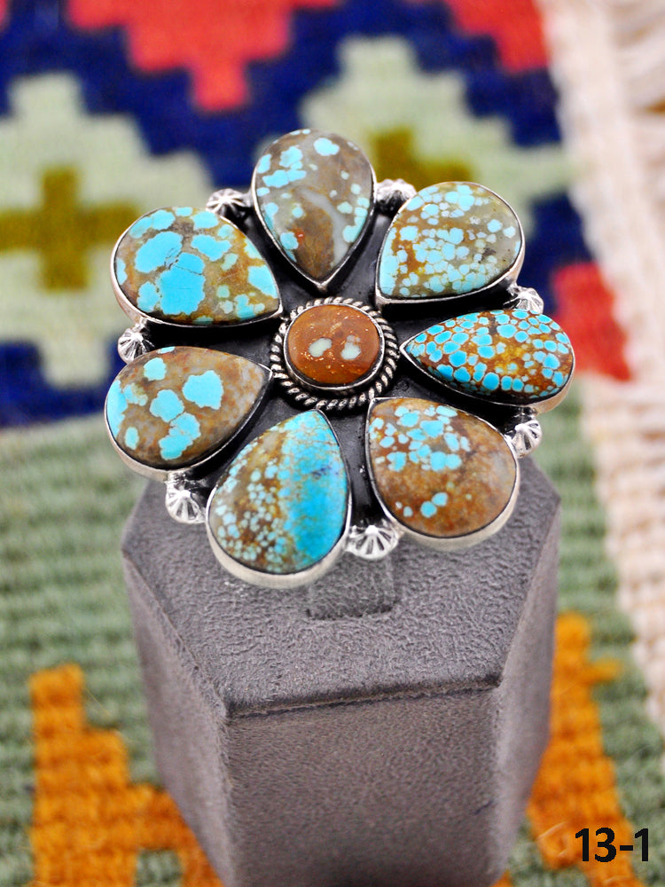 Southwest Handmade Number 8 Turquoise & Sterling Silver Ring
