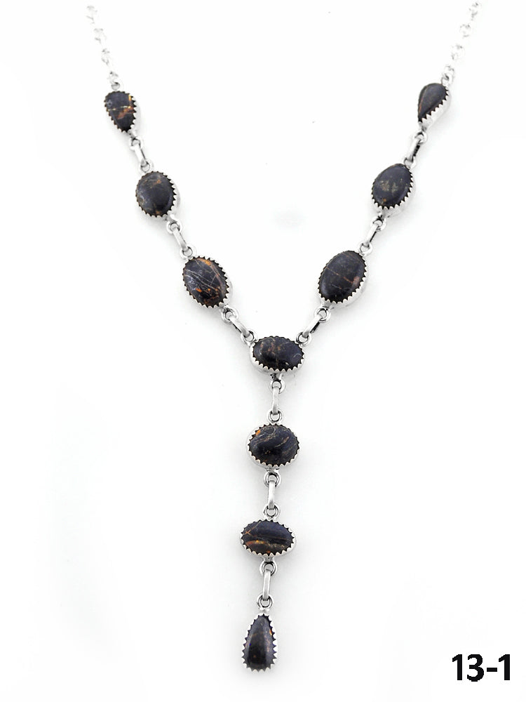 Southwest Handmade Black Jack & Sterling Silver Necklace