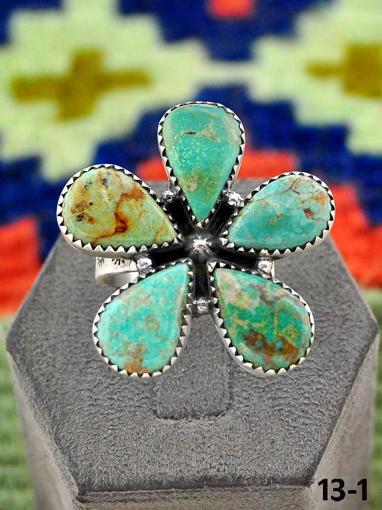 Southwest Handmade Cripple Creek Turquoise & Sterling Silver Adjustable Ring