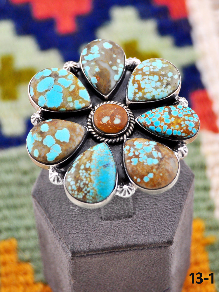 Southwest Handmade Number 8 Turquoise & Sterling Silver Ring