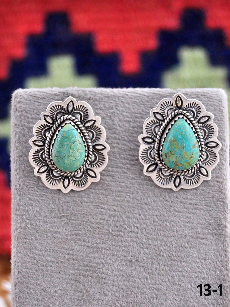 Southwest Made Royston Turquoise & Sterling Silver Post Earrings