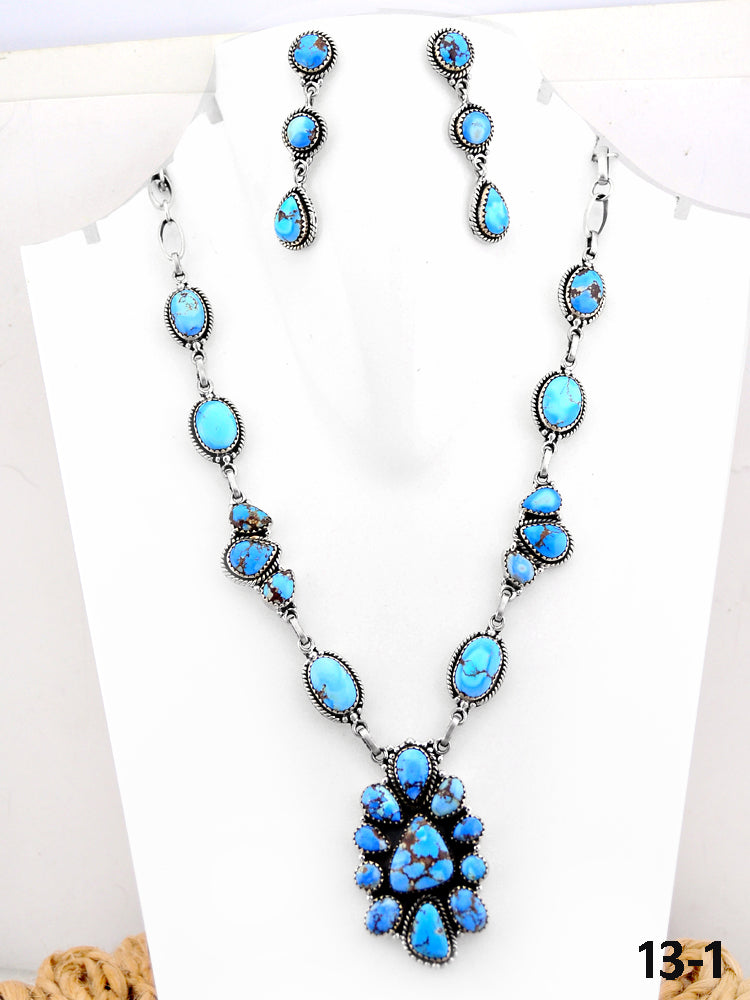 Southwest Made Golden Hills Turquoise Necklace and Earring set