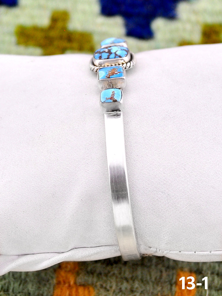 Southwest Handmade Golden Hills Turquoise & Sterling Silver Cuff Bracelet