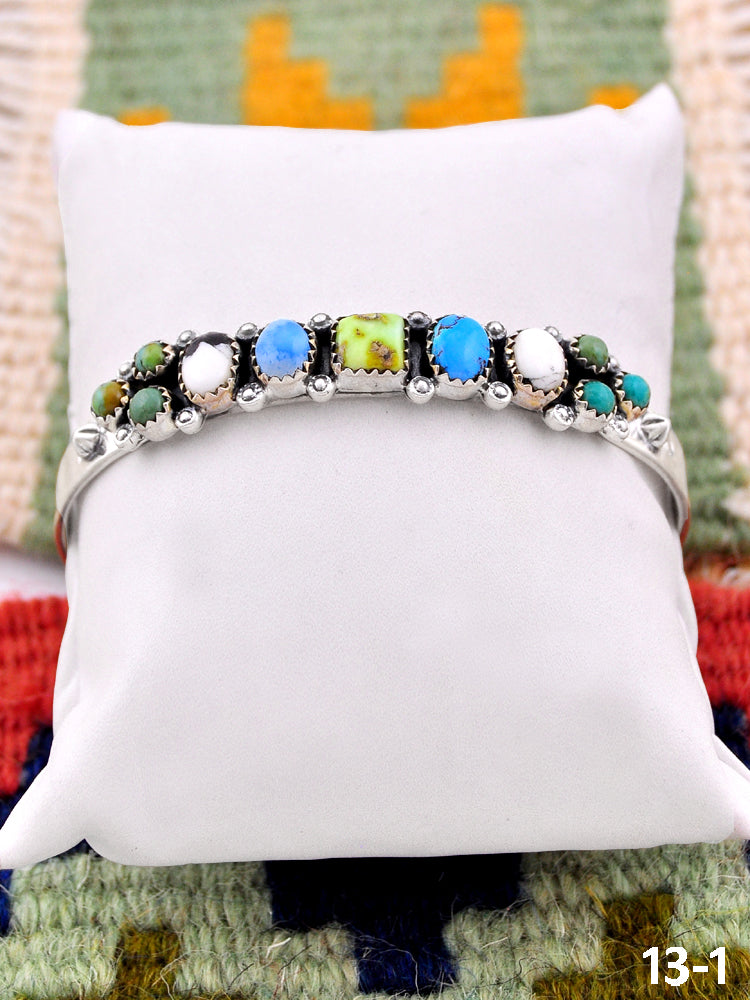 Southwest Handmade Multistone & Sterling Silver Cuff Bracelet