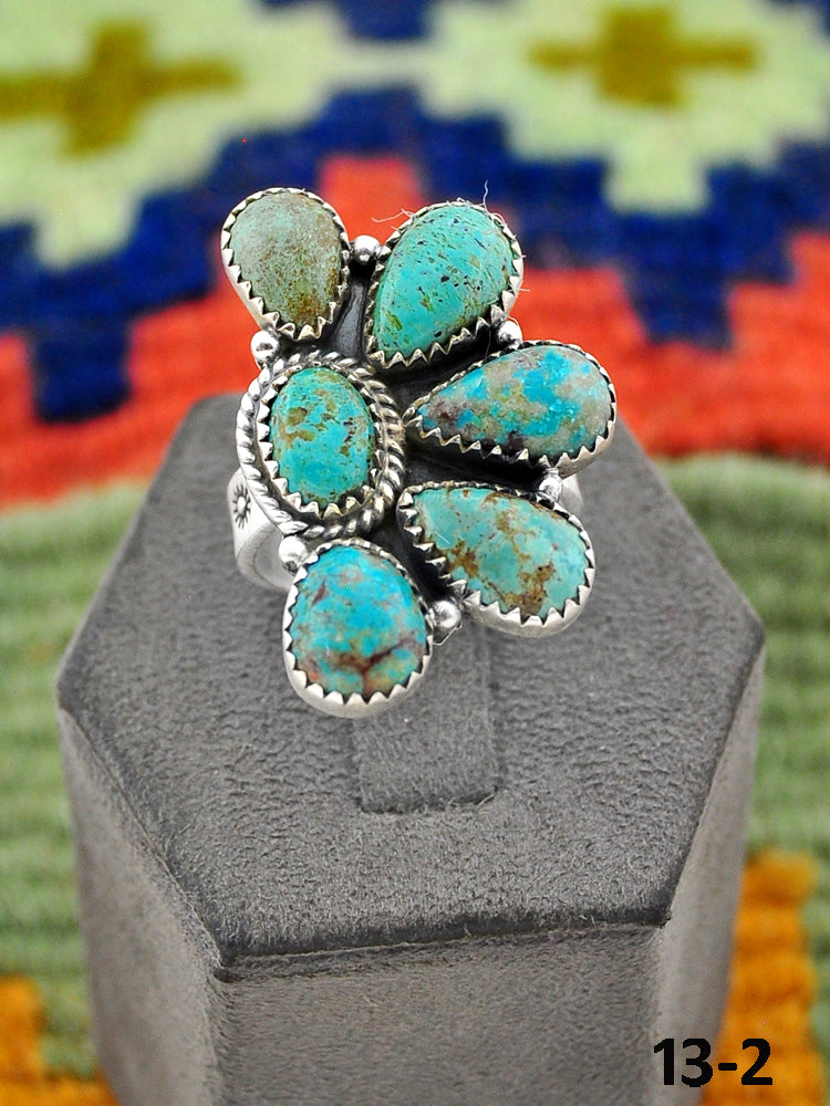 Southwest Handmade Cripple Creek Turquoise & Sterling Silver Adjustable Ring