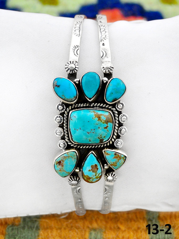 Southwest Handmade No. 8 Turquoise  & Sterling Silver Cuff Bracelet