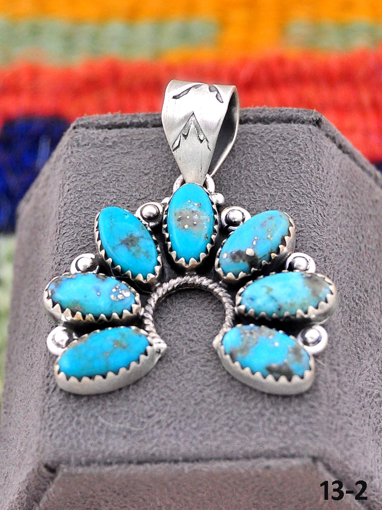 Southwest Made Kingman Turquoise & Sterling Silver Naja Pendant