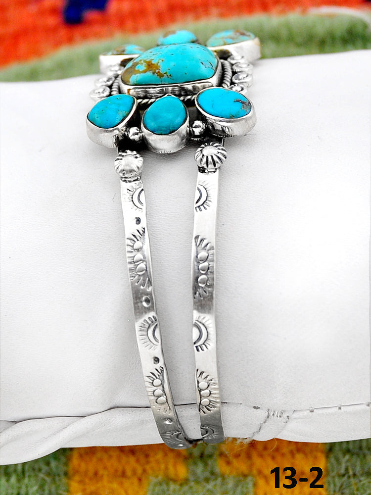 Southwest Handmade No. 8 Turquoise  & Sterling Silver Cuff Bracelet