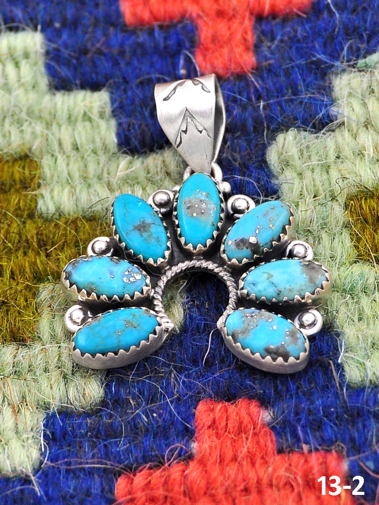 Southwest Made Kingman Turquoise & Sterling Silver Naja Pendant