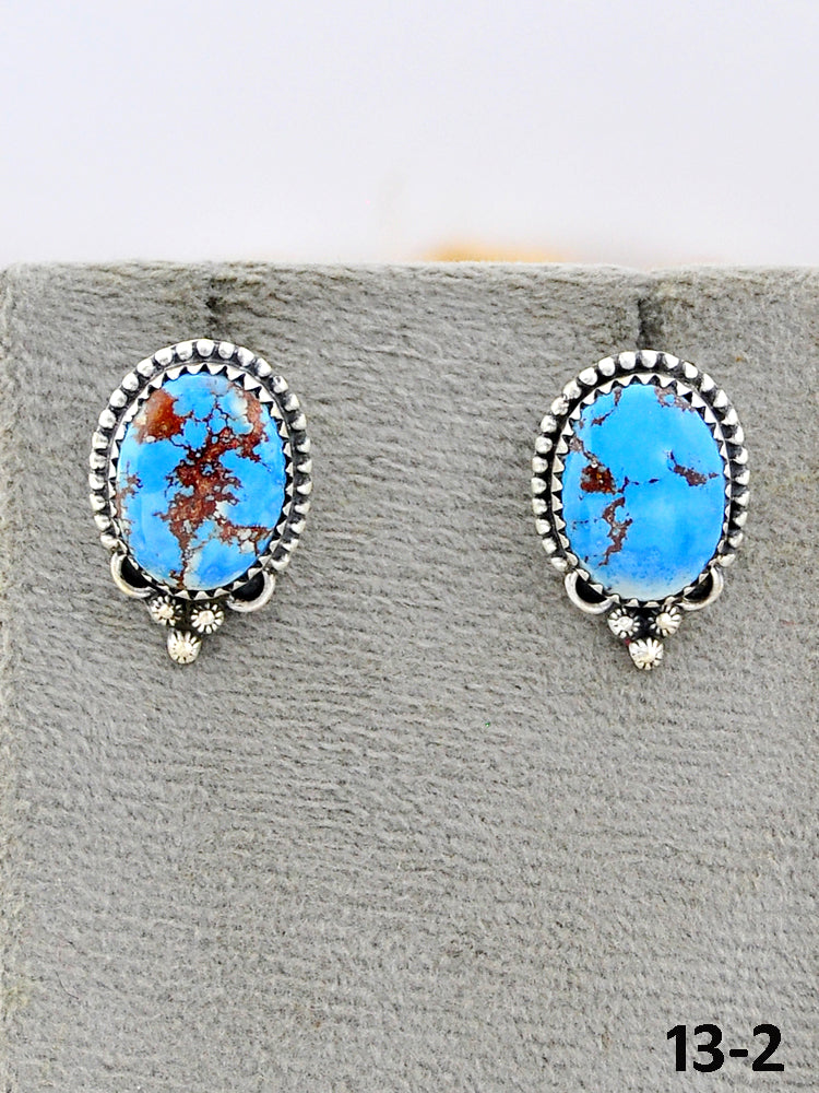 Southwest Made Golden Hills Turquoise & Sterling Silver Post Earrings