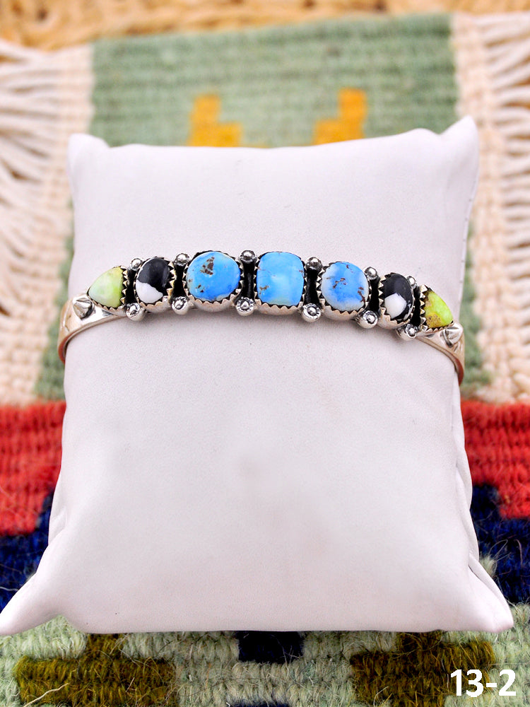 Southwest Handmade Multistone & Sterling Silver Cuff Bracelet